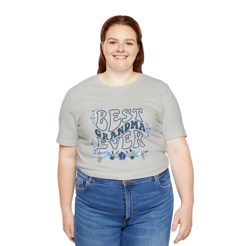 Best Grandma Ever Tee, Gift for Grandma, Mothers Day Tee, Floral Design Short Sleeve Shirt, Family Celebration Apparel