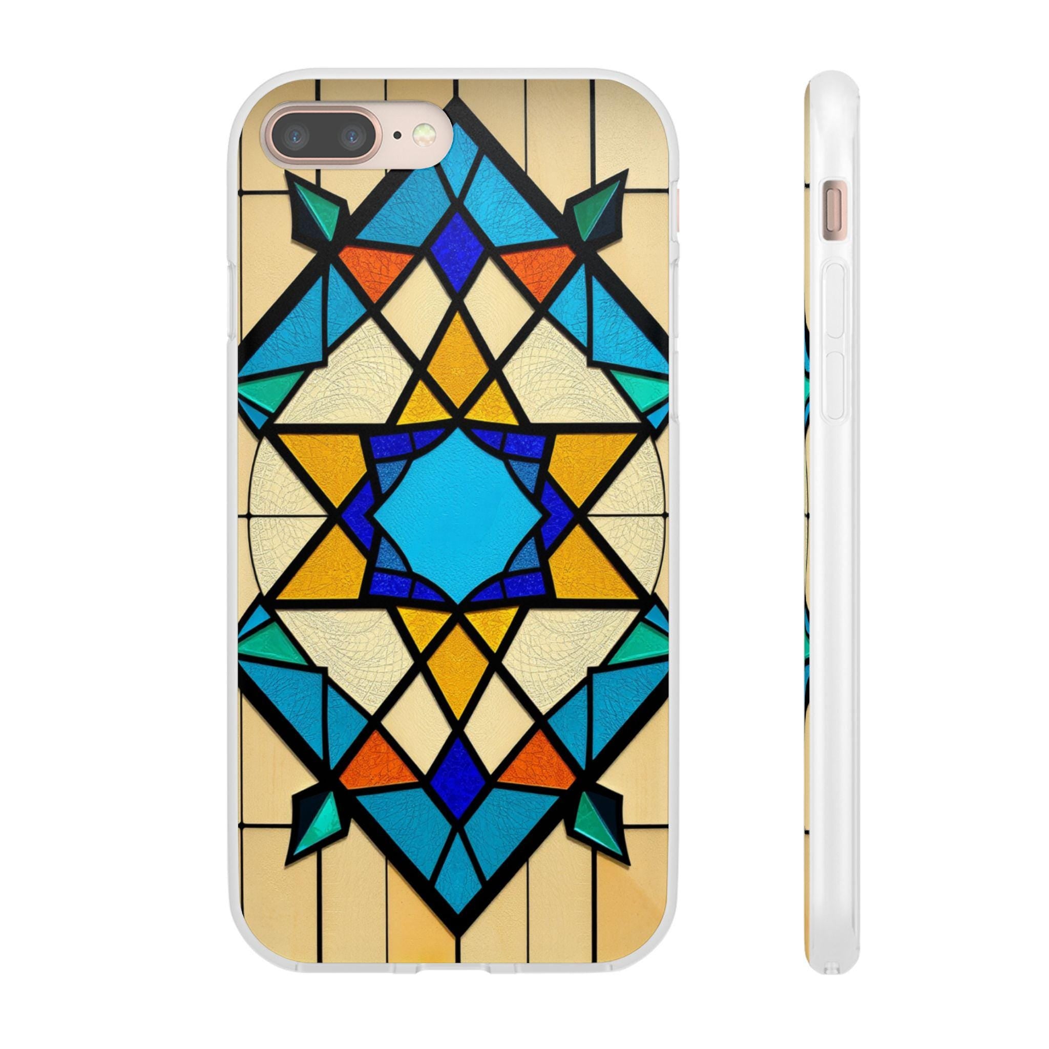 Faux Stained Glass iPhone Case: Geometric Art, Unique Mobile Cover