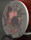 Dark Rose Soapstone Car Coaster: Floral Auto Accessory
