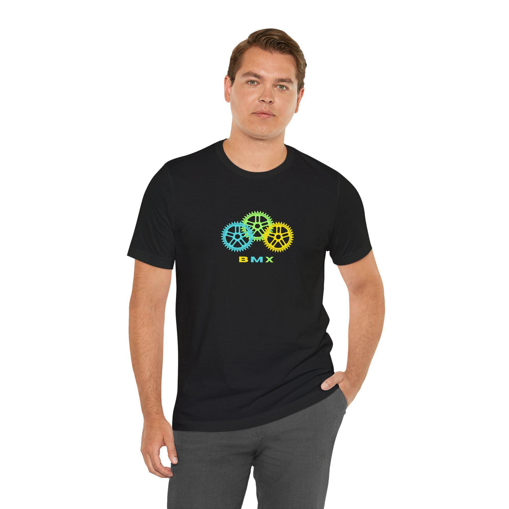 BMX Gears Unisex Tee: Cyclist Graphic Print, Casual Cotton T-Shirt
