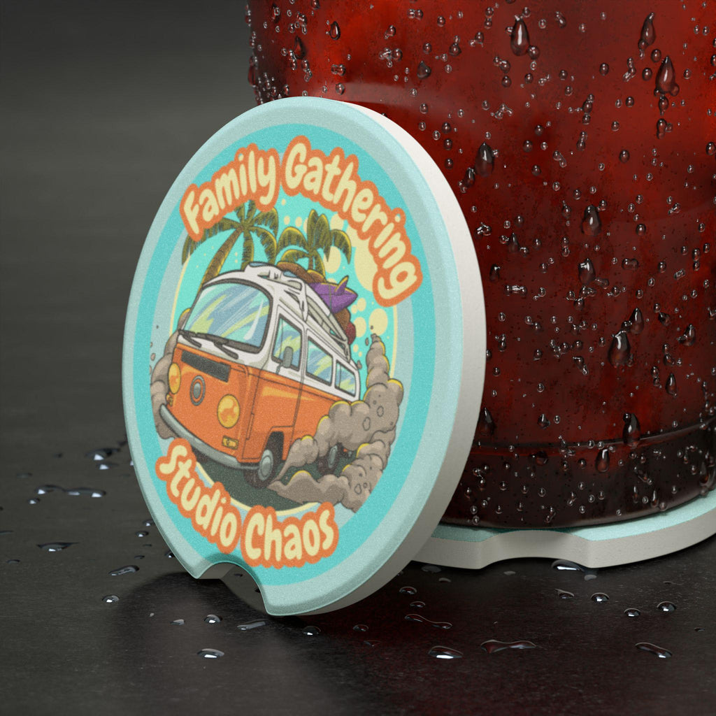 Soapstone Car Coaster: Retro Van Decor - Studio Chaos Theme