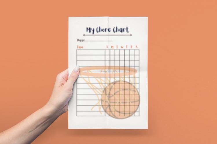 Basketball Chore Chart: Goal Tracker (PDF Download)