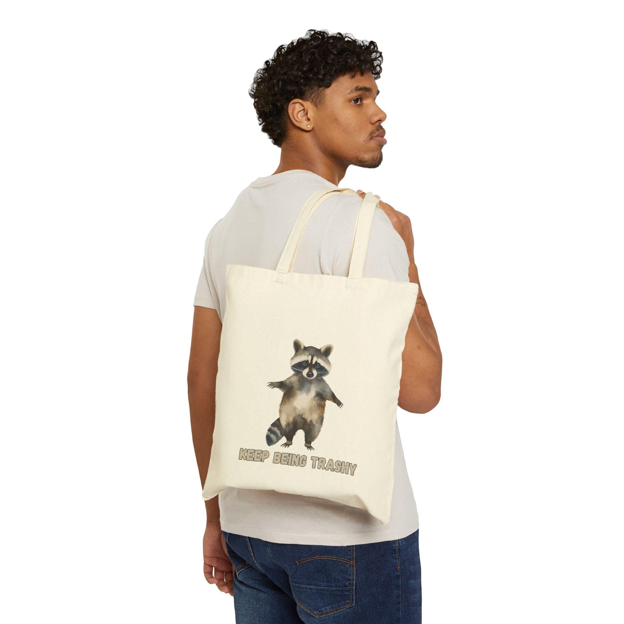 Raccoon Trashy Tote Bag | Watercolor Canvas Reusable Shopper