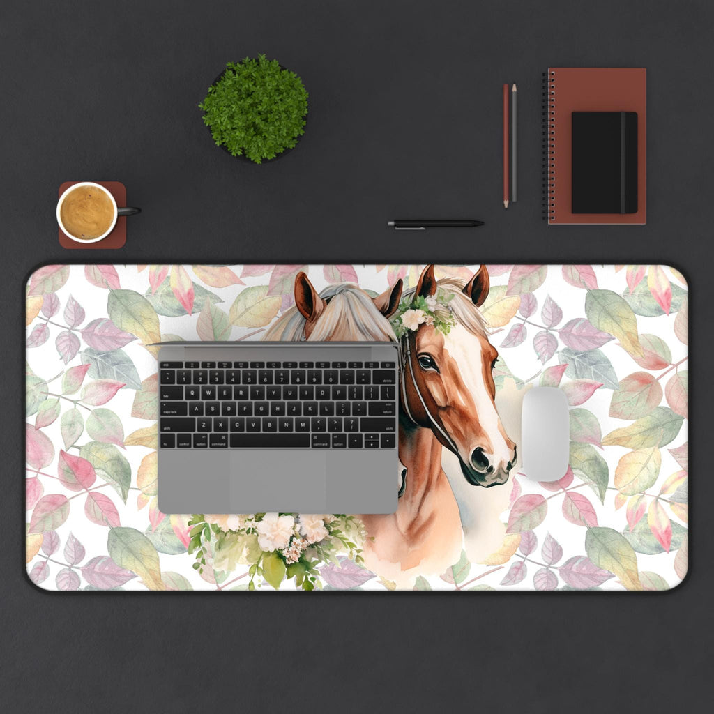 Floral Horse Desk Mat: Equestrian Home Office Decor