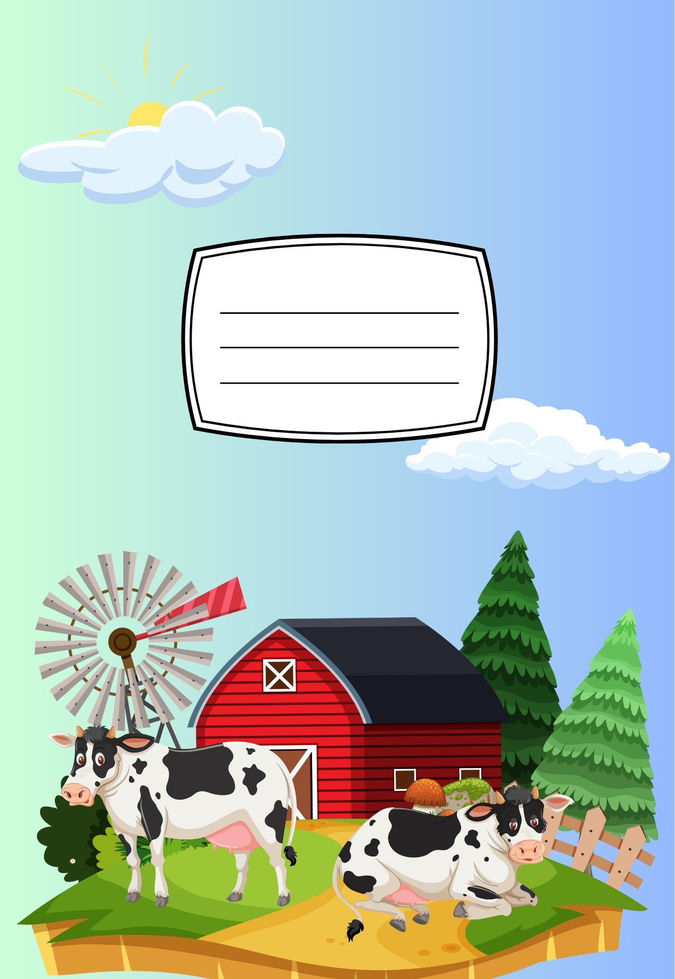 Farm Animal Composition Notebook Cover & Stickers (Digital Download)