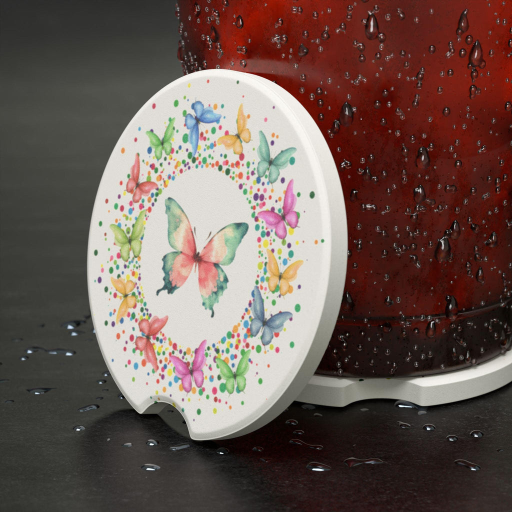 Butterfly Soapstone Car Coaster: Floral Home Decor, Birthday Gift