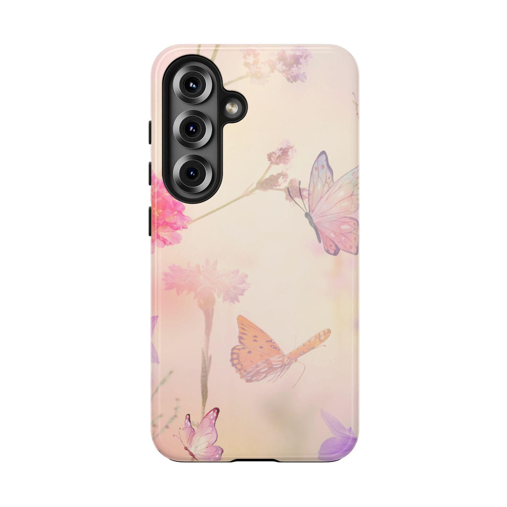 Floral Butterfly Phone Case | Soft Pink Flowers and Butterfly Design