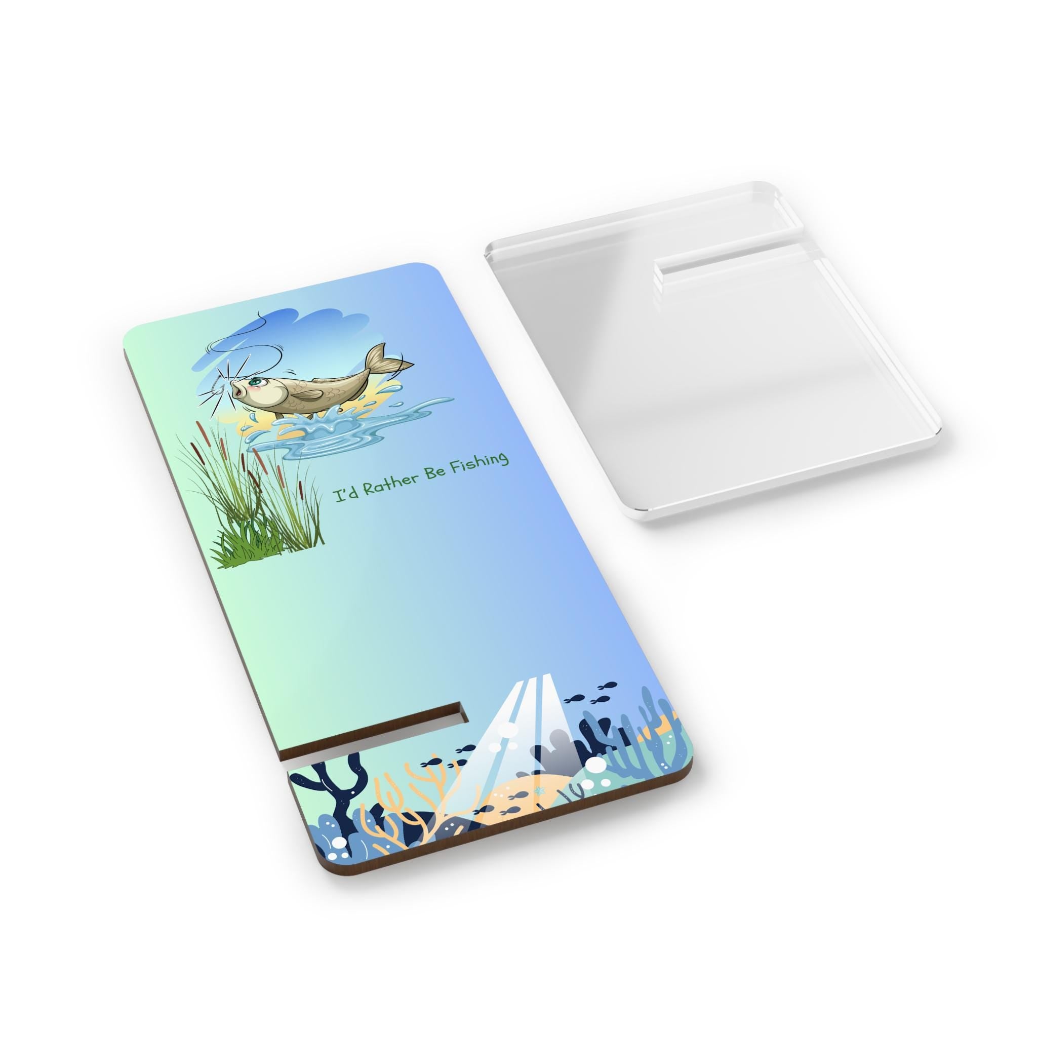 Fishing Themed Smartphone Stand, I'd Rather Be Fishing Holder, Desk Accessory, Gift for Fisherman, Fishing Lover Decor, Unique Phone Stand