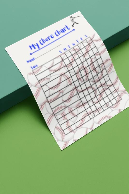 Baseball Chore Chart: Daily Task Tracker (PDF Download)