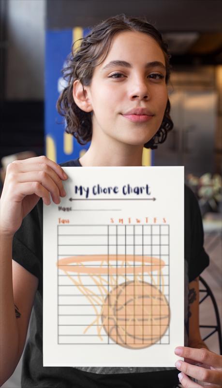 Basketball Chore Chart: Goal Tracker (PDF Download)