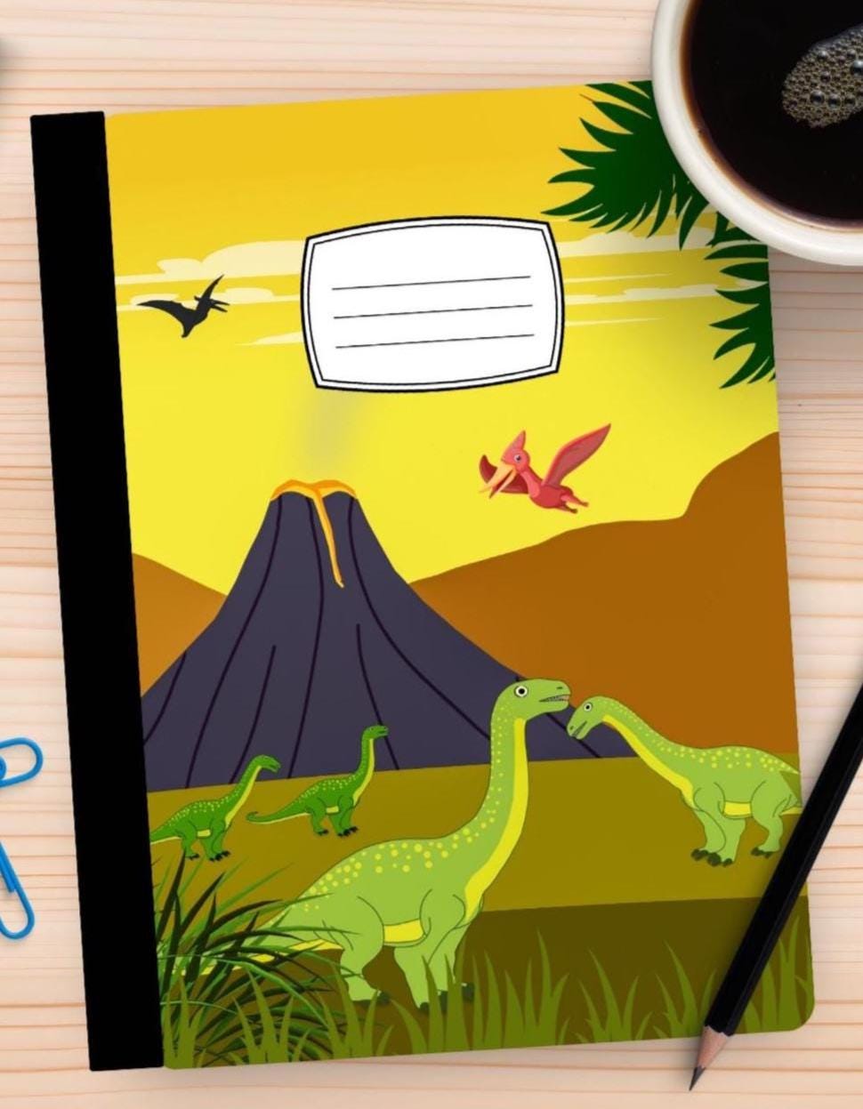Dinosaur Composition Notebook Cover & Stickers: Printable School Supplies (Digital Download)