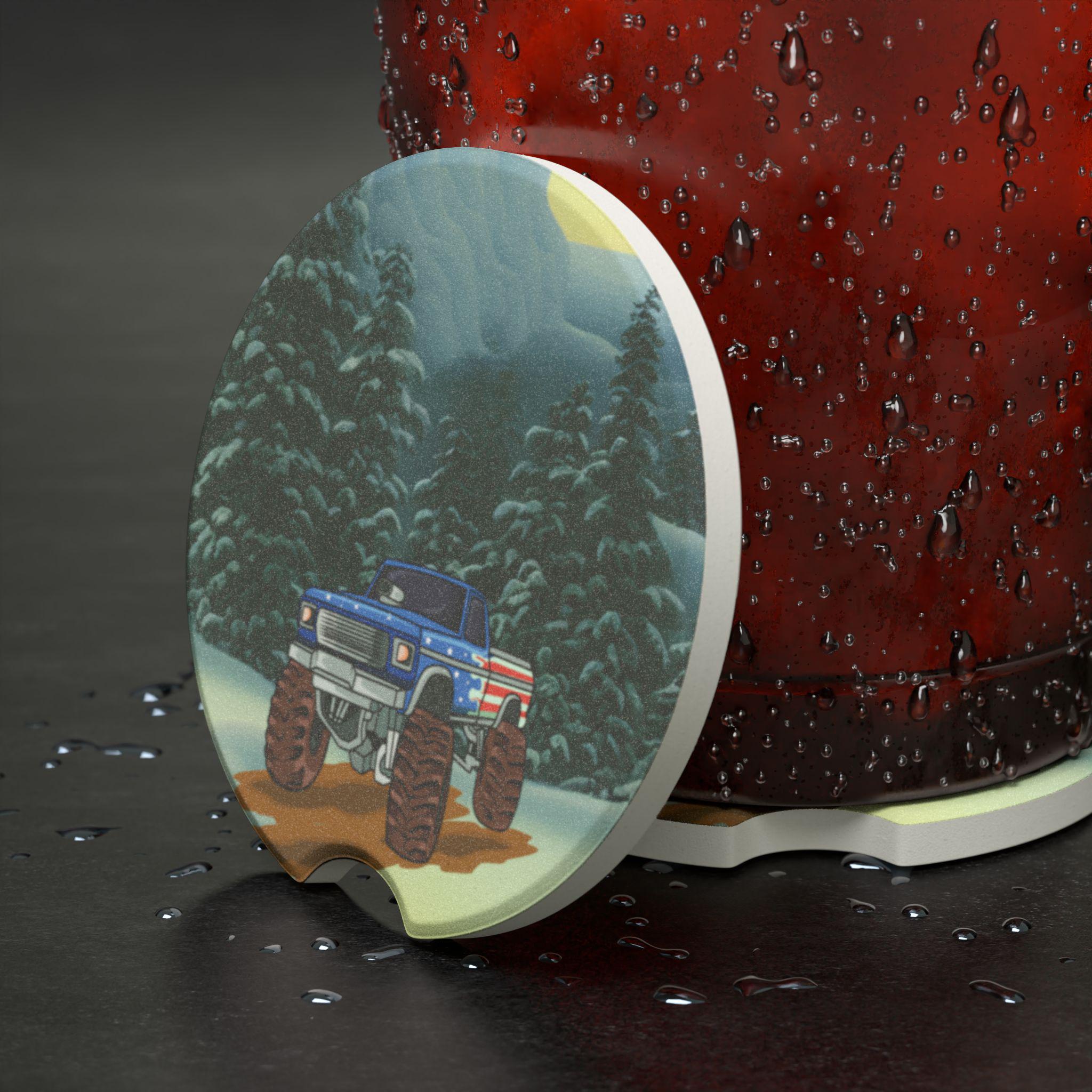 Soapstone Car Coaster: Off-Road Adventure Design - Auto Accessory