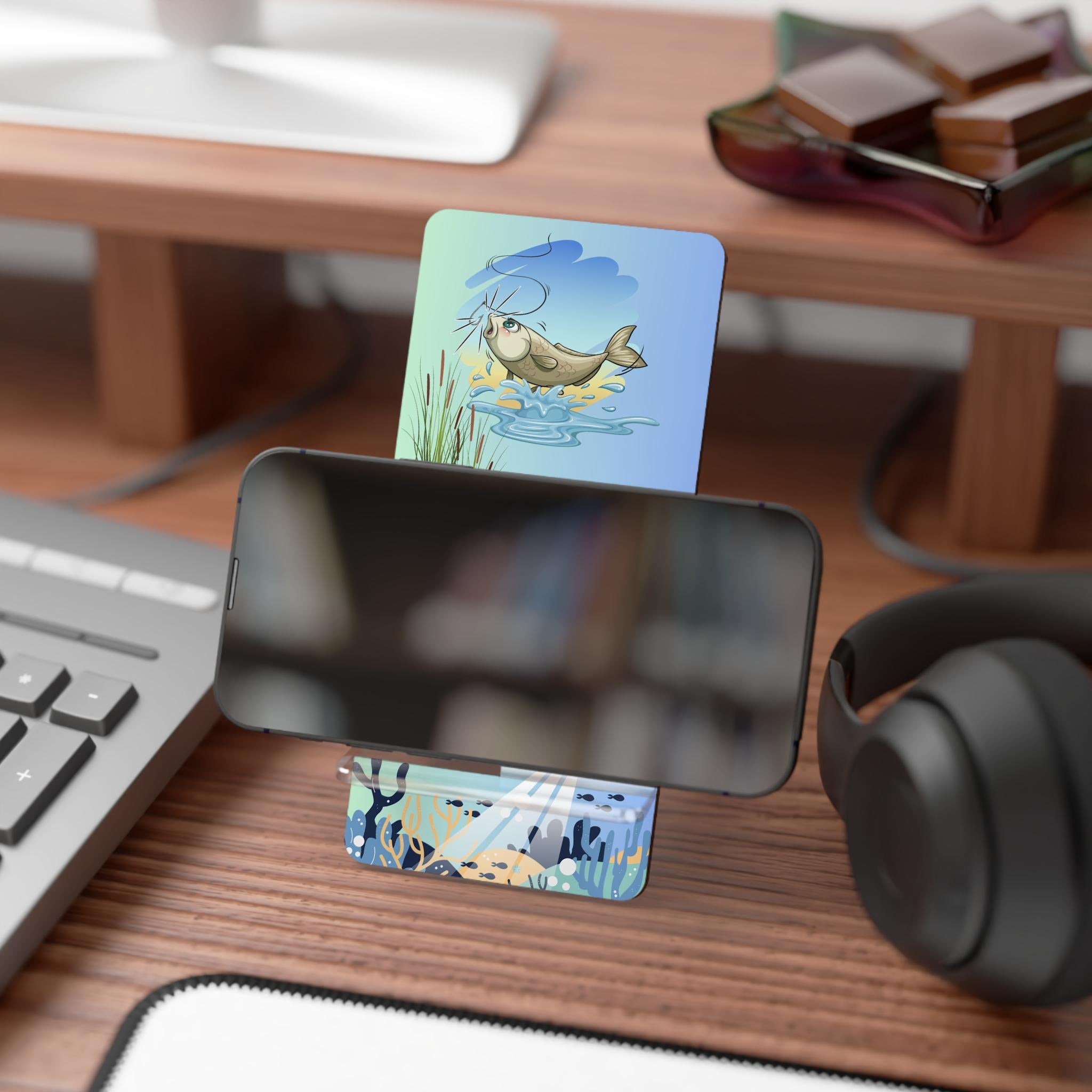 Fishing Themed Smartphone Stand, I'd Rather Be Fishing Holder, Desk Accessory, Gift for Fisherman, Fishing Lover Decor, Unique Phone Stand