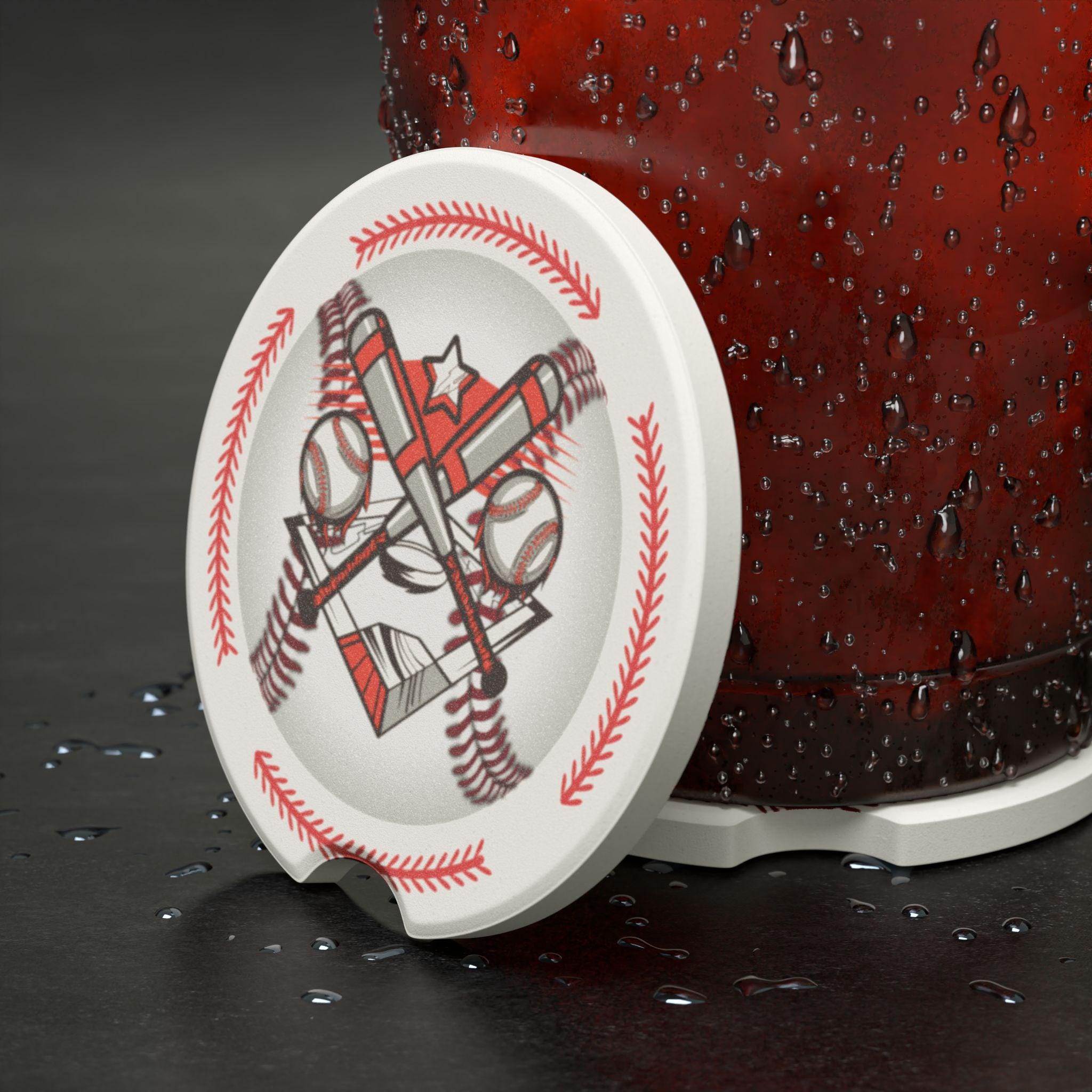 Baseball Soapstone Car Coaster: Sports Fan Vehicle Accessory