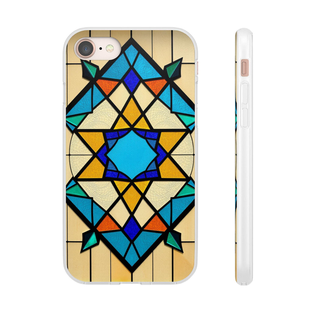 Faux Stained Glass iPhone Case: Geometric Art, Unique Mobile Cover
