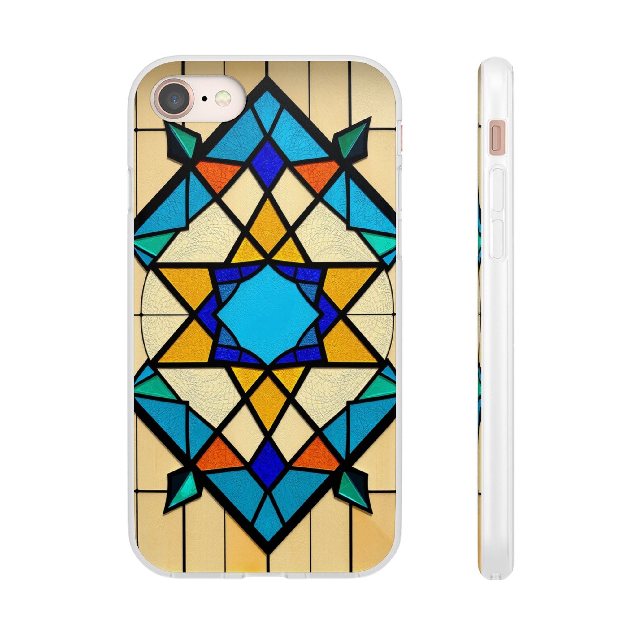 Faux Stained Glass iPhone Case: Geometric Art, Unique Mobile Cover