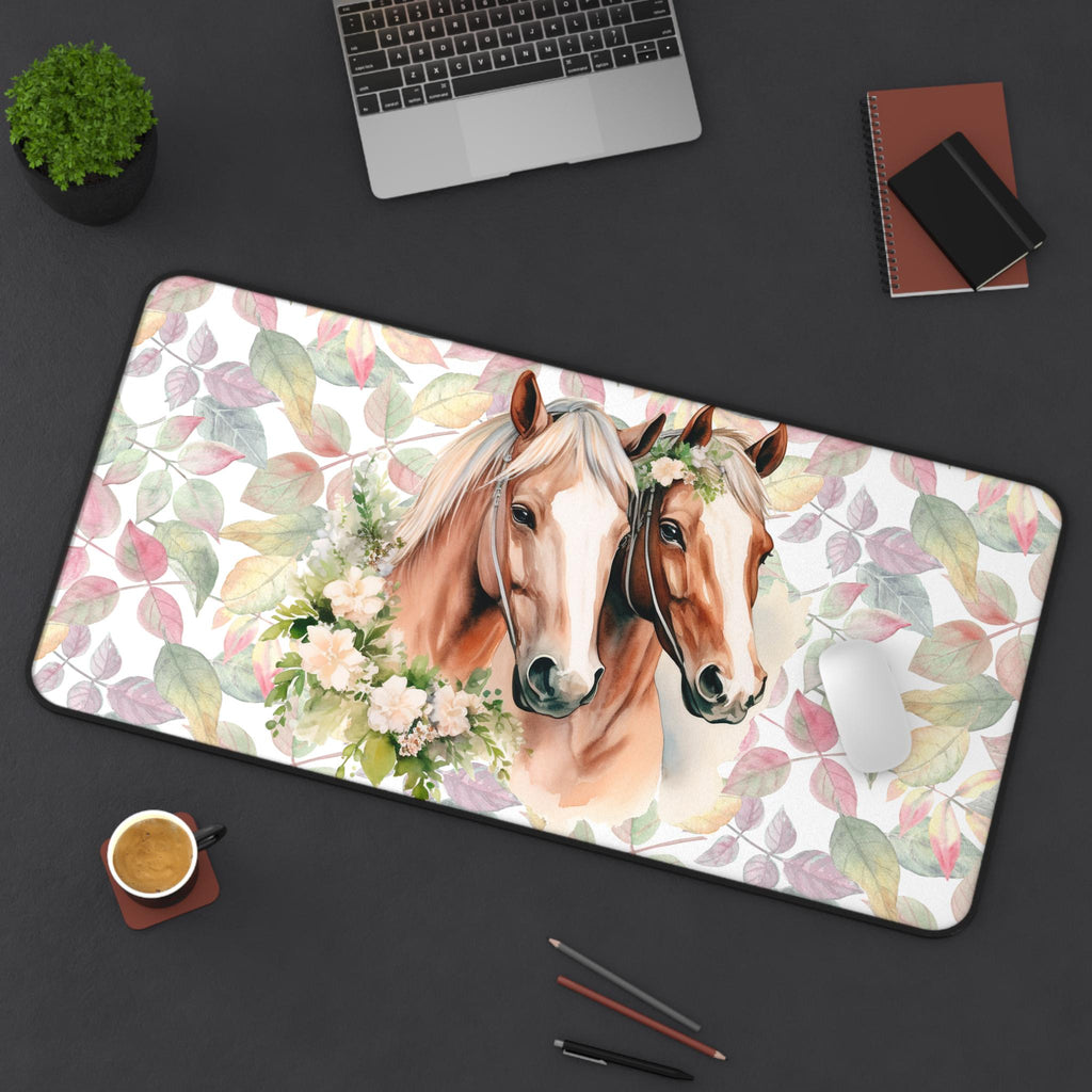 Floral Horse Desk Mat: Equestrian Home Office Decor