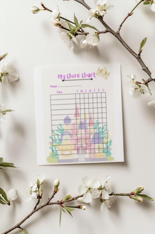 Princess Castle Chore Chart: Kids Task Tracker (PDF Download)