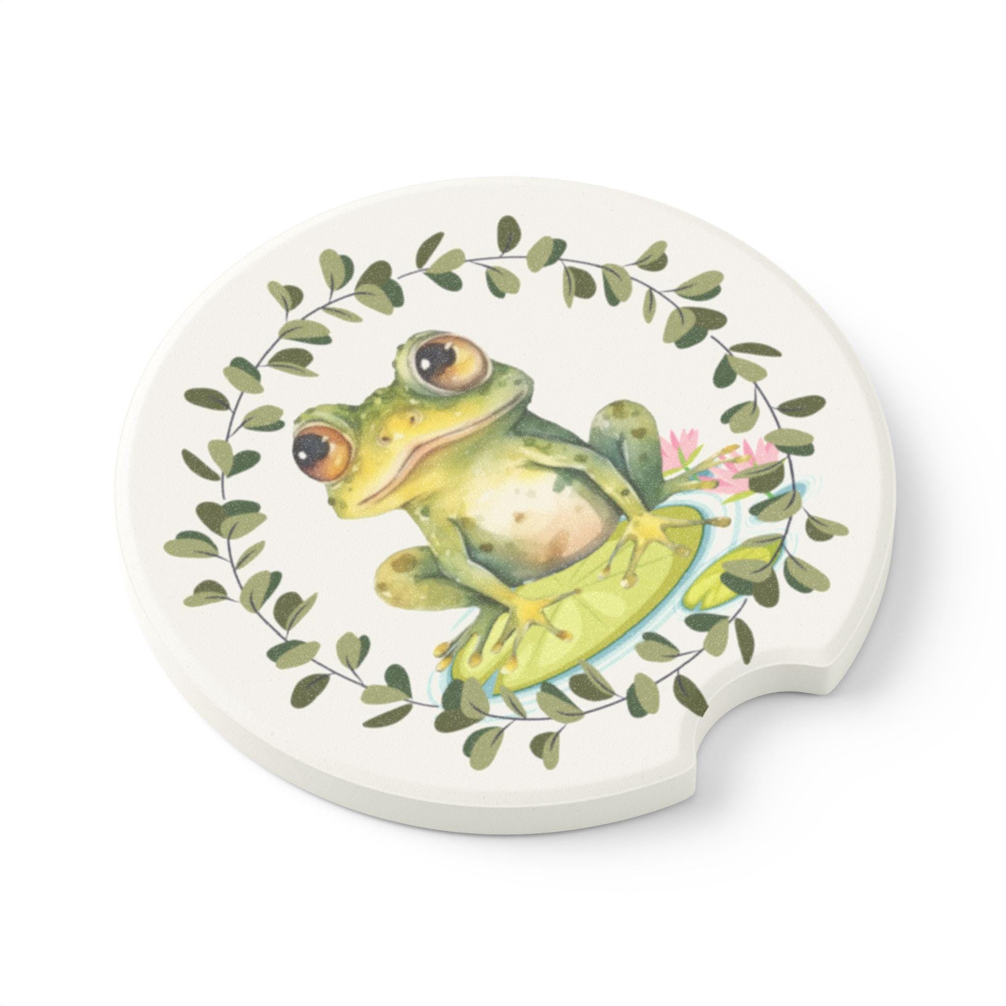 Frog Car Coaster: Charming Soapstone Car Accessories, Nature Lover Gift
