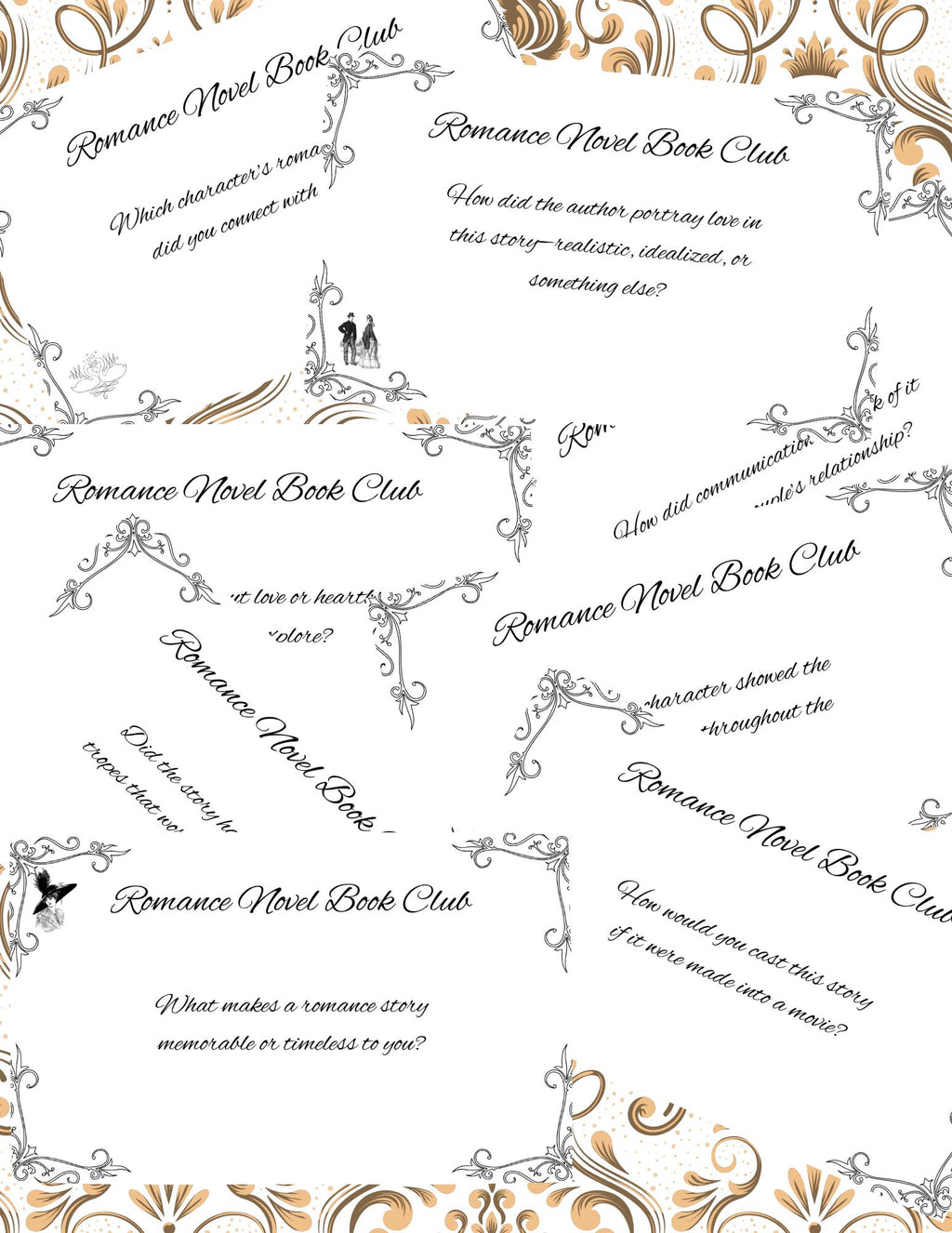 Romance Novel Book Club Conversation Cards, Talking Points to Assist Book Club Members