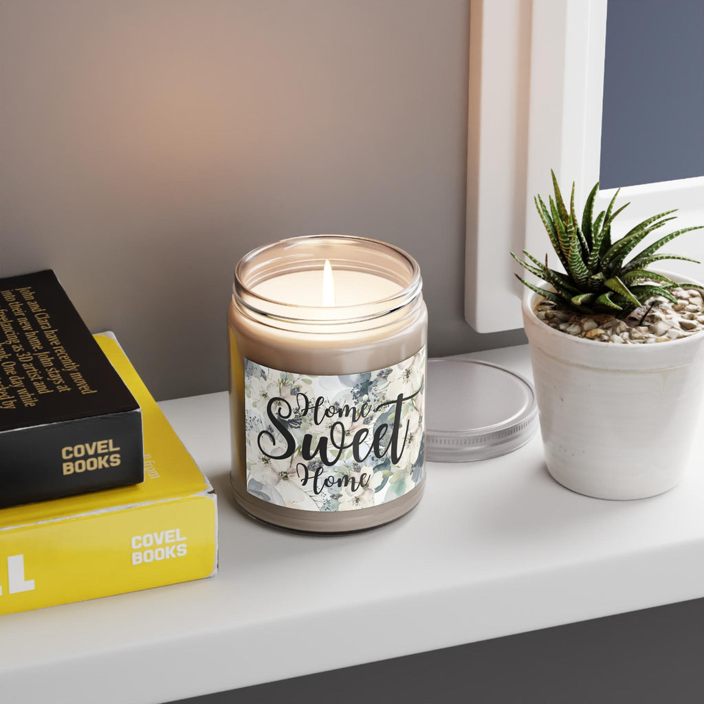 Home Sweet Home Floral Soy Candle, Farmhouse Decor, 9oz