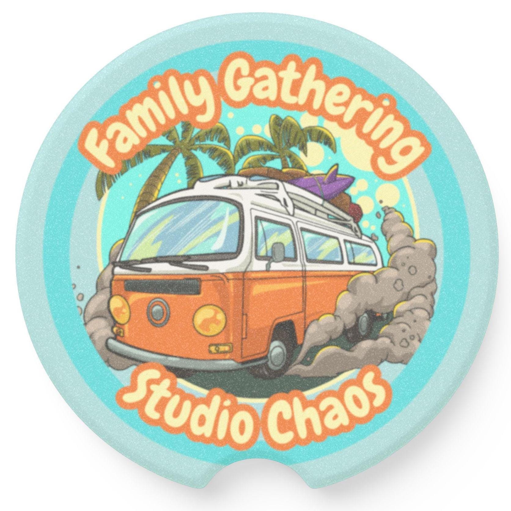 Soapstone Car Coaster: Retro Van Decor - Studio Chaos Theme