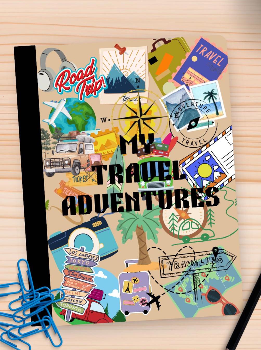 Travel Adventure Notebook Cover with Stickers (Digital Download)