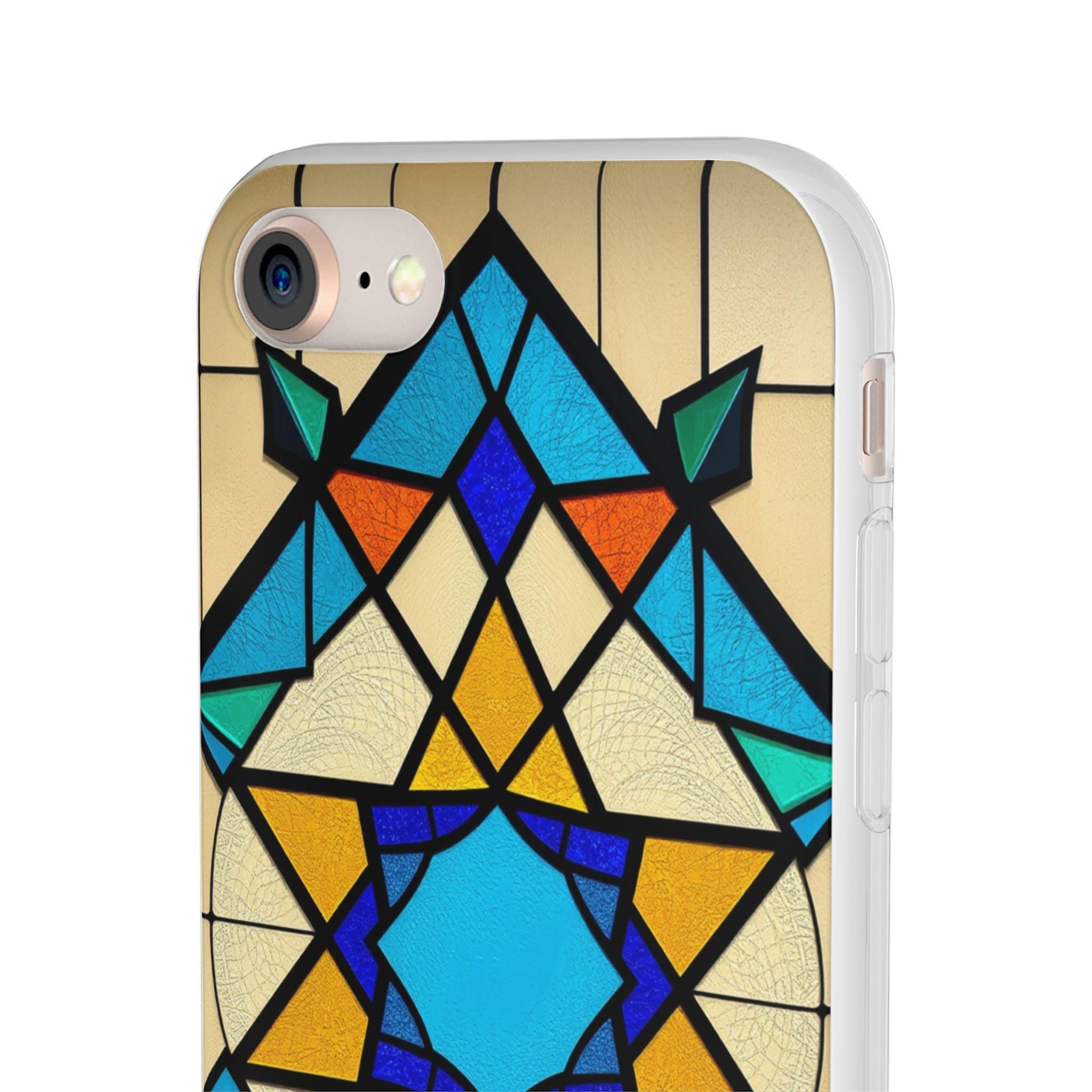 Faux Stained Glass iPhone Case: Geometric Art, Unique Mobile Cover