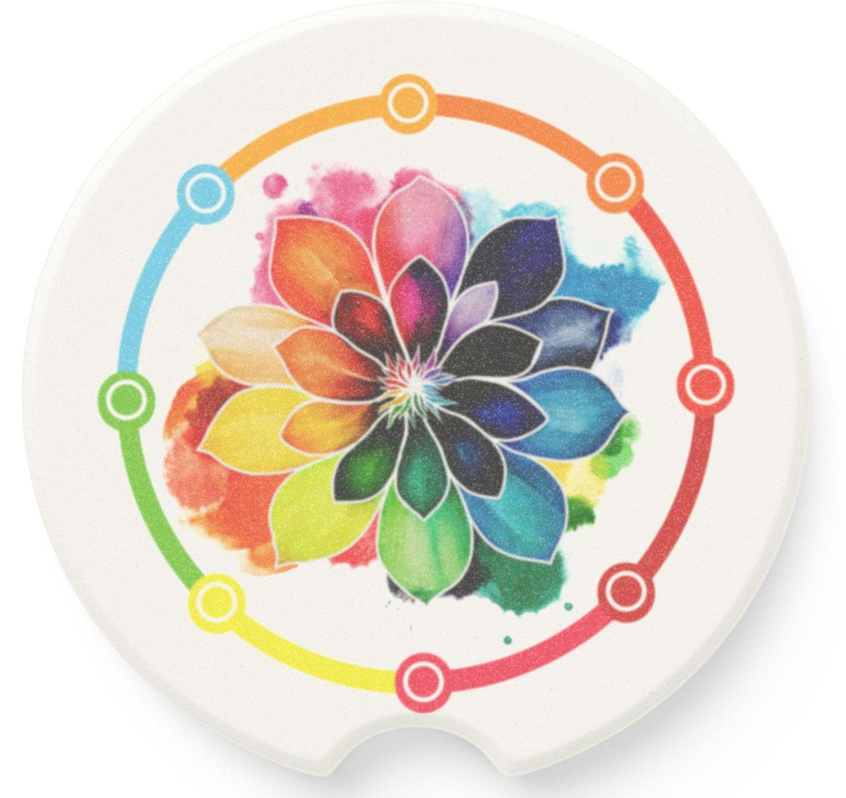 Floral Soapstone Car Coaster: Vibrant Watercolor Art Drink Coaster