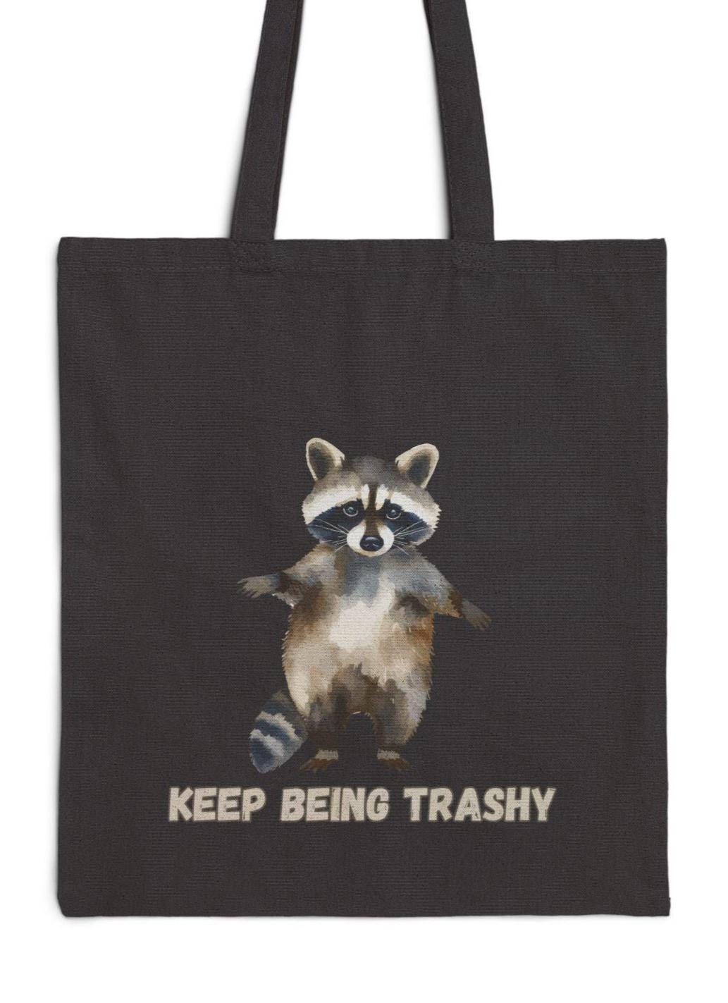 Raccoon Trashy Tote Bag | Watercolor Canvas Reusable Shopper