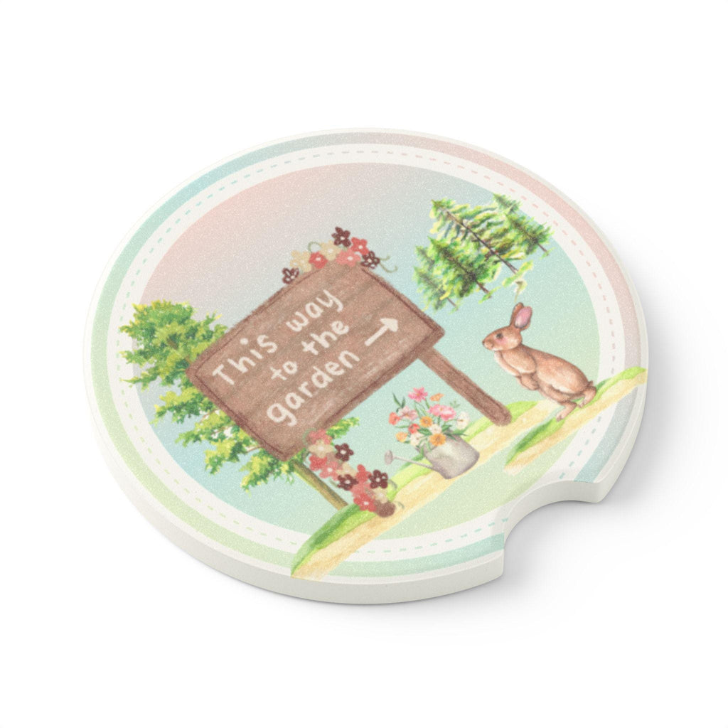 Soapstone Car Coaster: Garden Rabbit Decor - Travel Gift