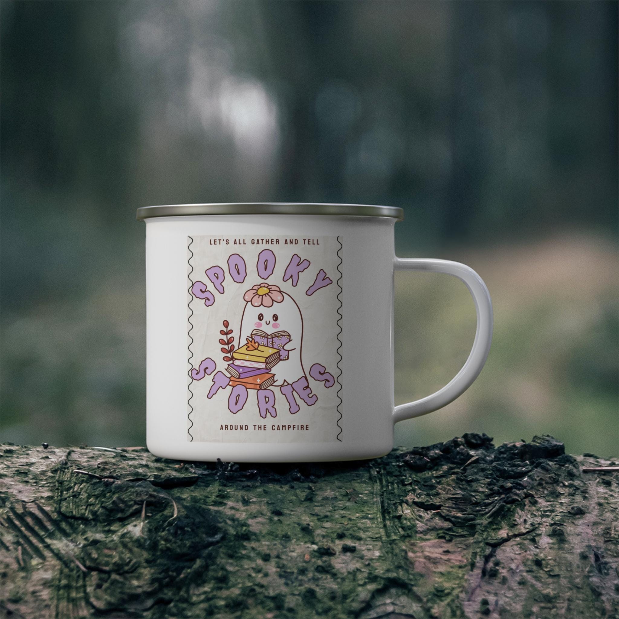 Spooky Stories Enamel Camping Mug: Cozy Bonfire Cup