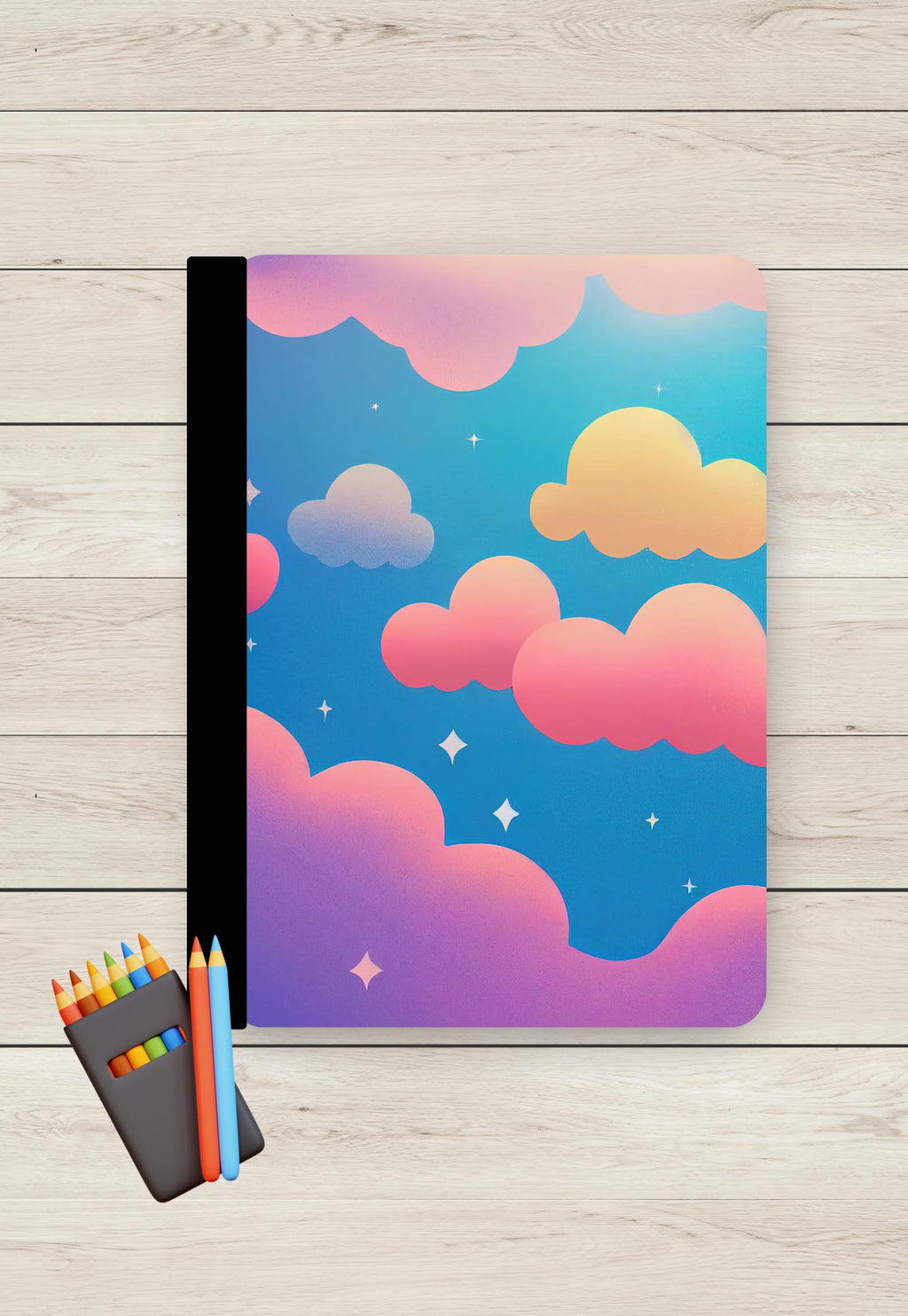 Happy Cloud Composition Notebook Cover Sticker: Bright Design (Digital Download)
