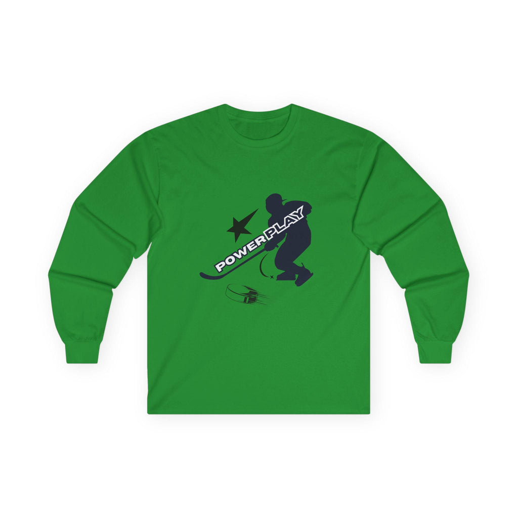 Powerplay Hockey Long Sleeve Tee | Unisex Cotton Shirt for Players, Sports Fans, Gifts, Hockey Love, Game Day Apparel