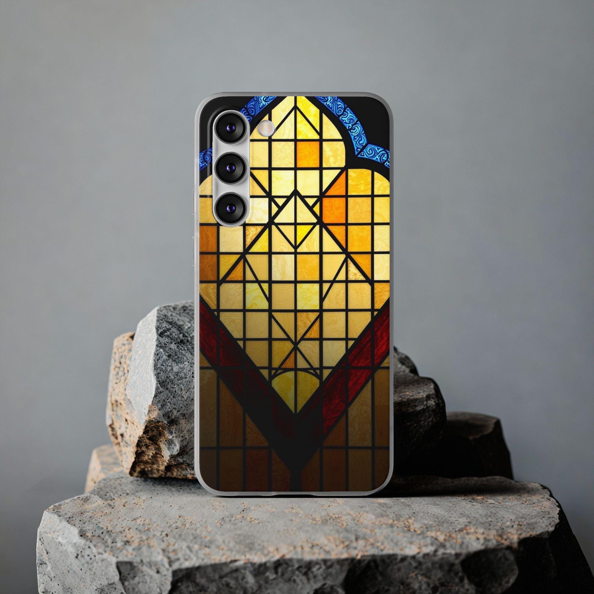 Faux Stained Glass Samsung Case: Artistic Geometric Design
