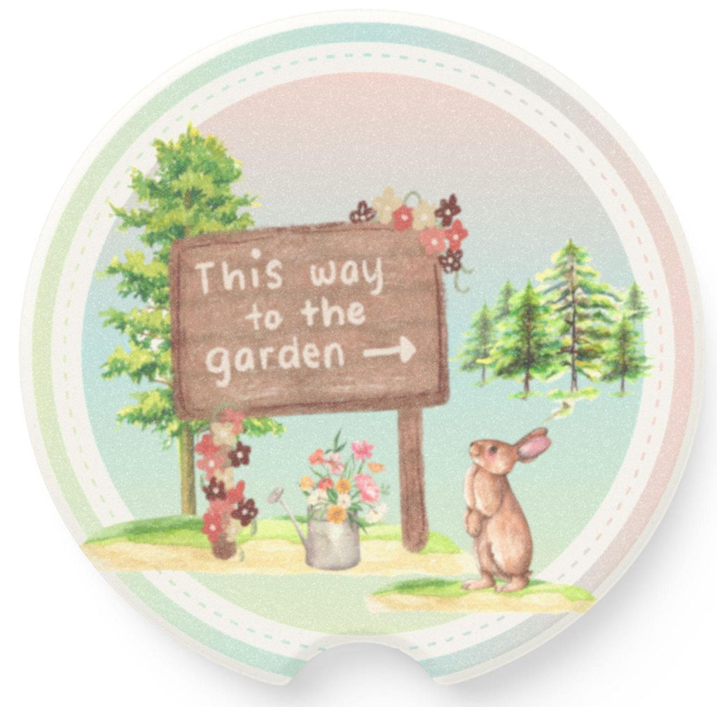 Soapstone Car Coaster: Garden Rabbit Decor - Travel Gift
