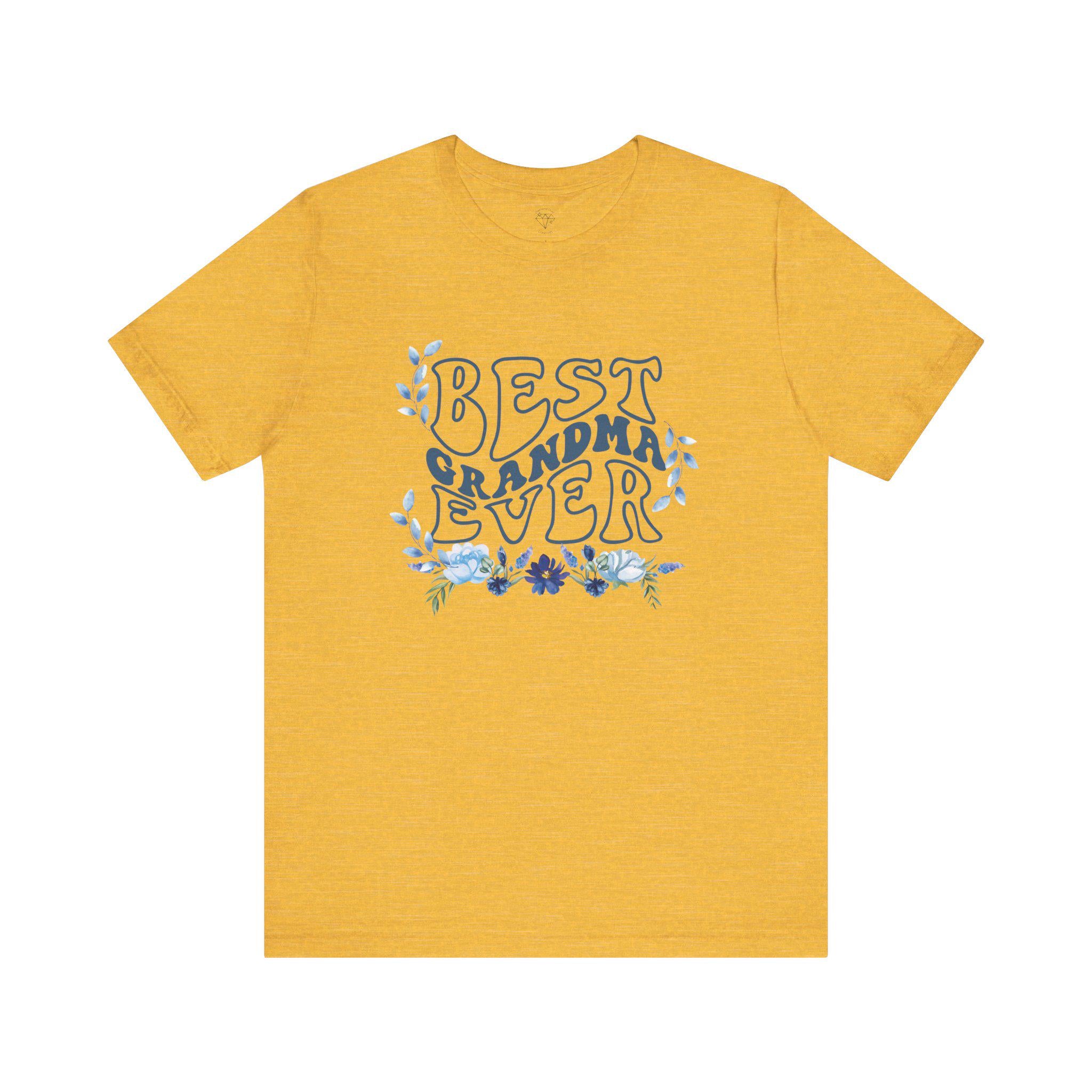 Best Grandma Ever Tee, Gift for Grandma, Mothers Day Tee, Floral Design Short Sleeve Shirt, Family Celebration Apparel