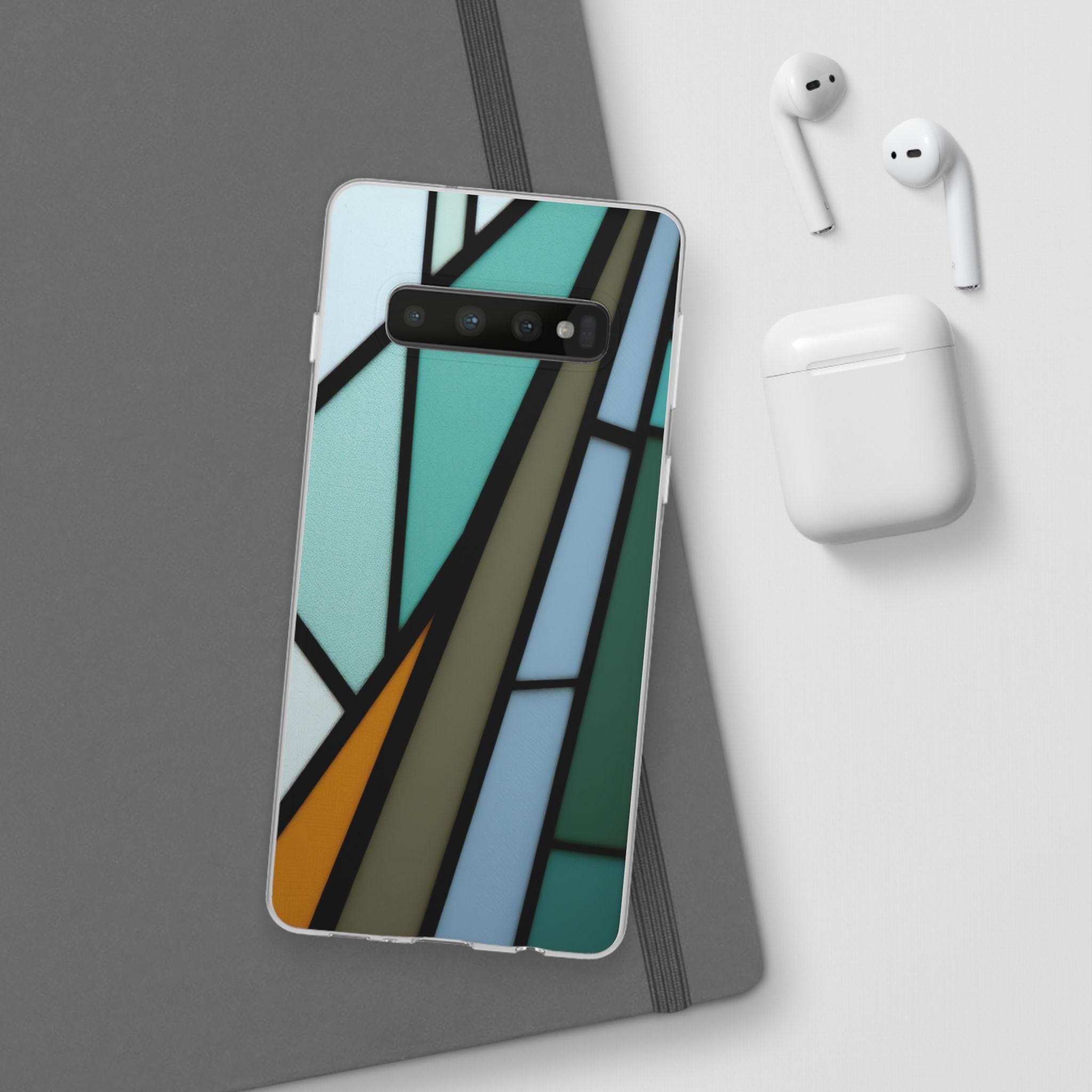 Faux Stained Glass Samsung Case: Artistic Slim TPU Phone Cover