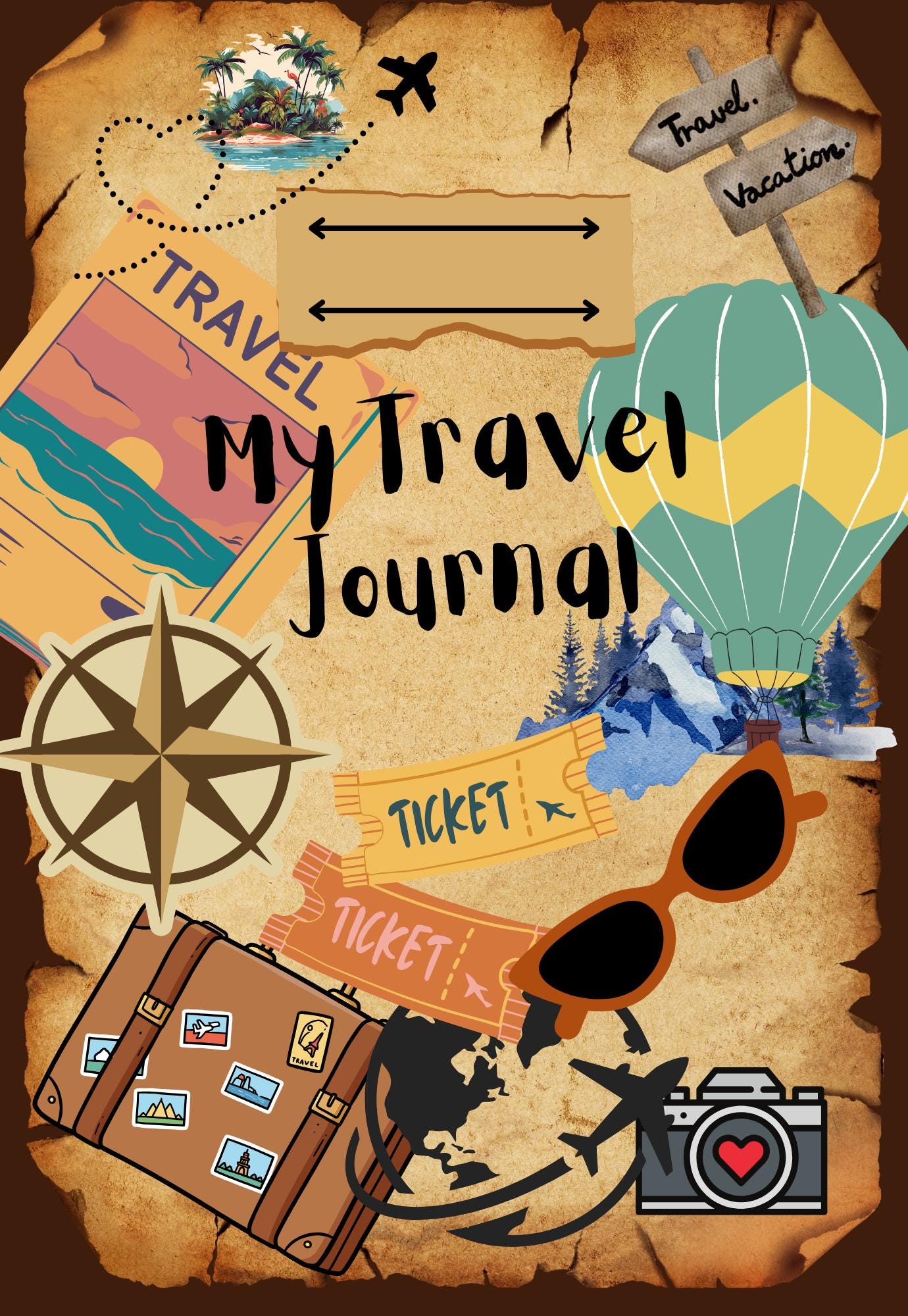 Travel Journal Sticker Cover: DIY Composition Notebook Cover (Digital Download)
