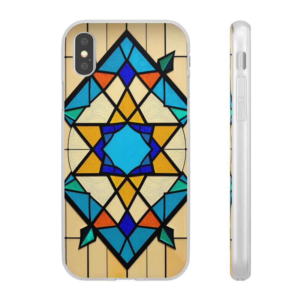 Faux Stained Glass iPhone Case: Geometric Art, Unique Mobile Cover