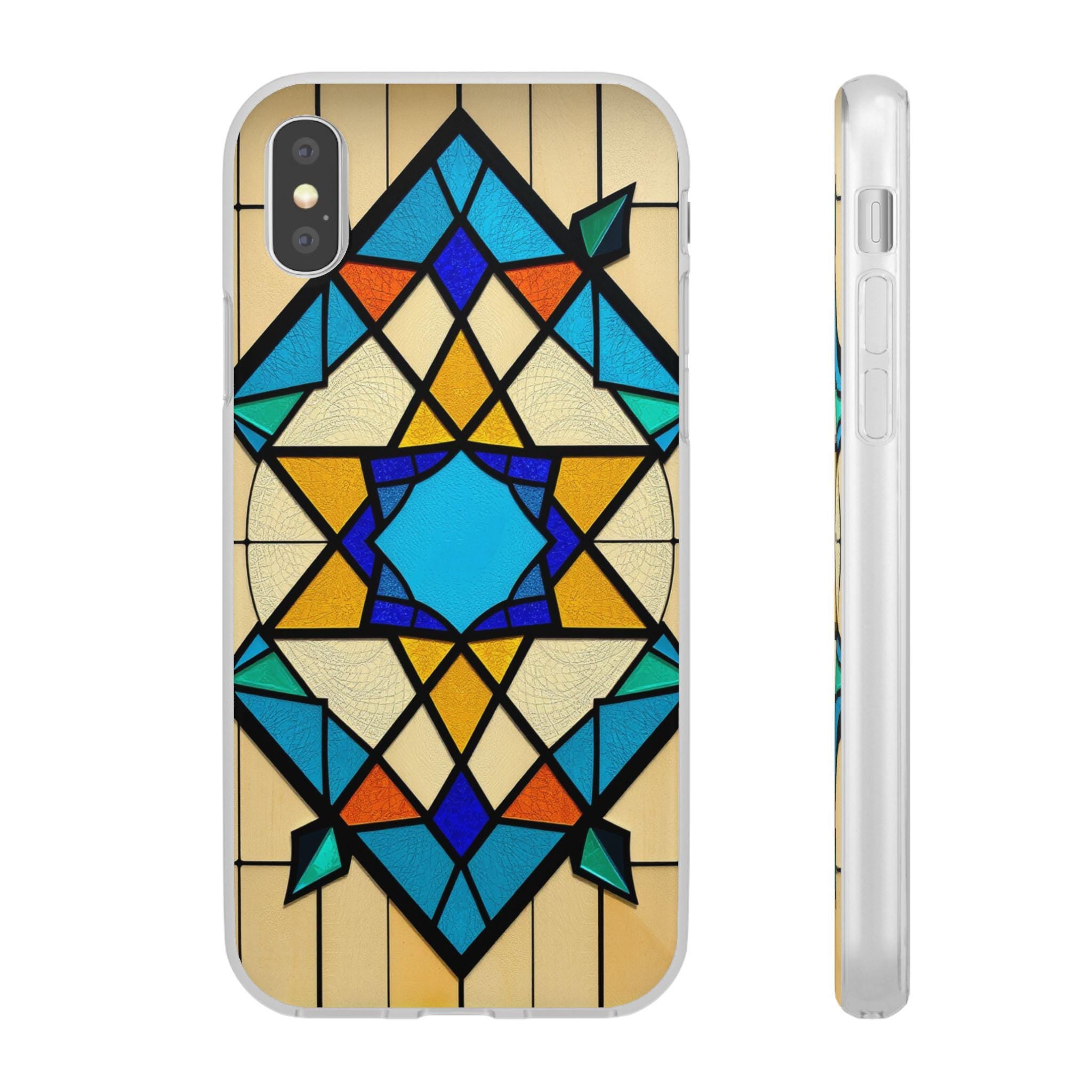 Faux Stained Glass iPhone Case: Geometric Art, Unique Mobile Cover