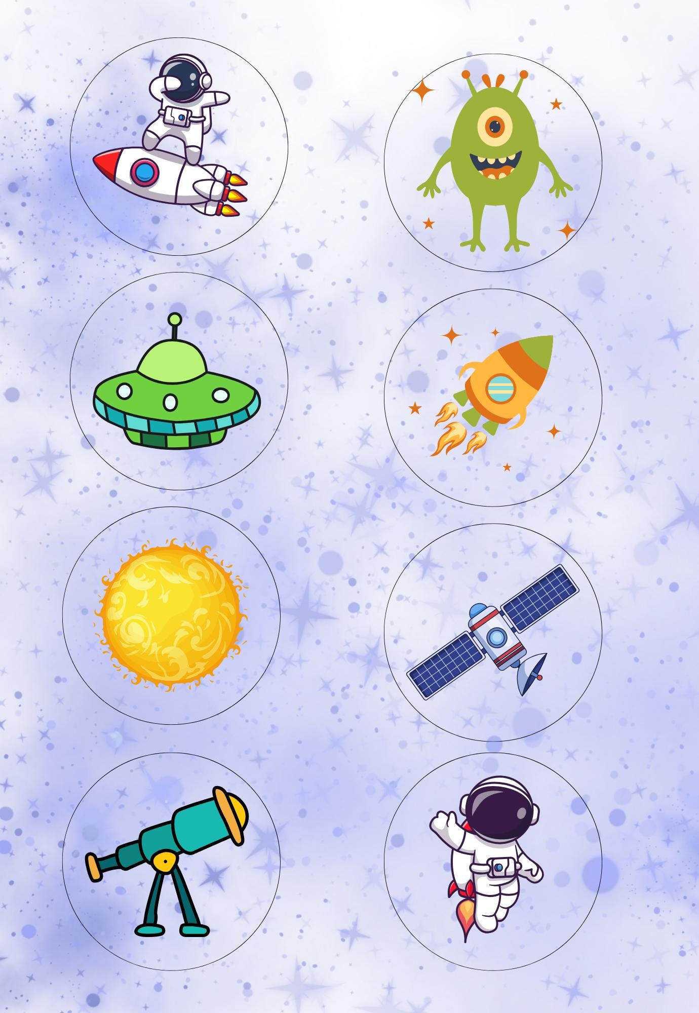 Outer Space Composition Notebook Cover and Sticker (Digital Download)