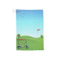 Golf Cart Flag Hole Illustration Golf Towel | Course Scene, Blue Sky