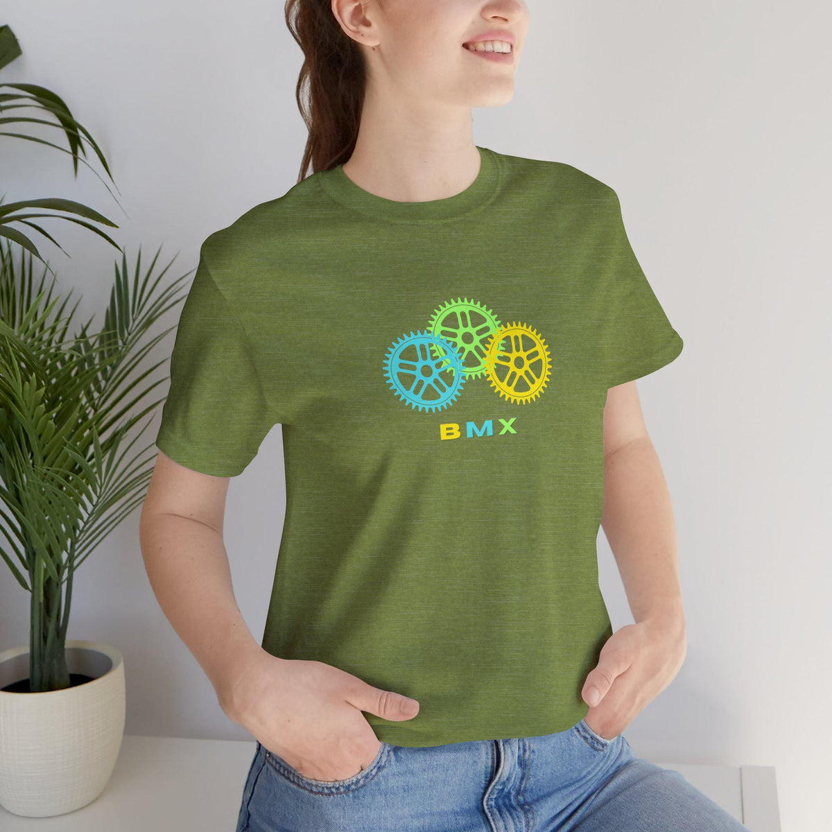 BMX Gears Unisex Tee: Cyclist Graphic Print, Casual Cotton T-Shirt