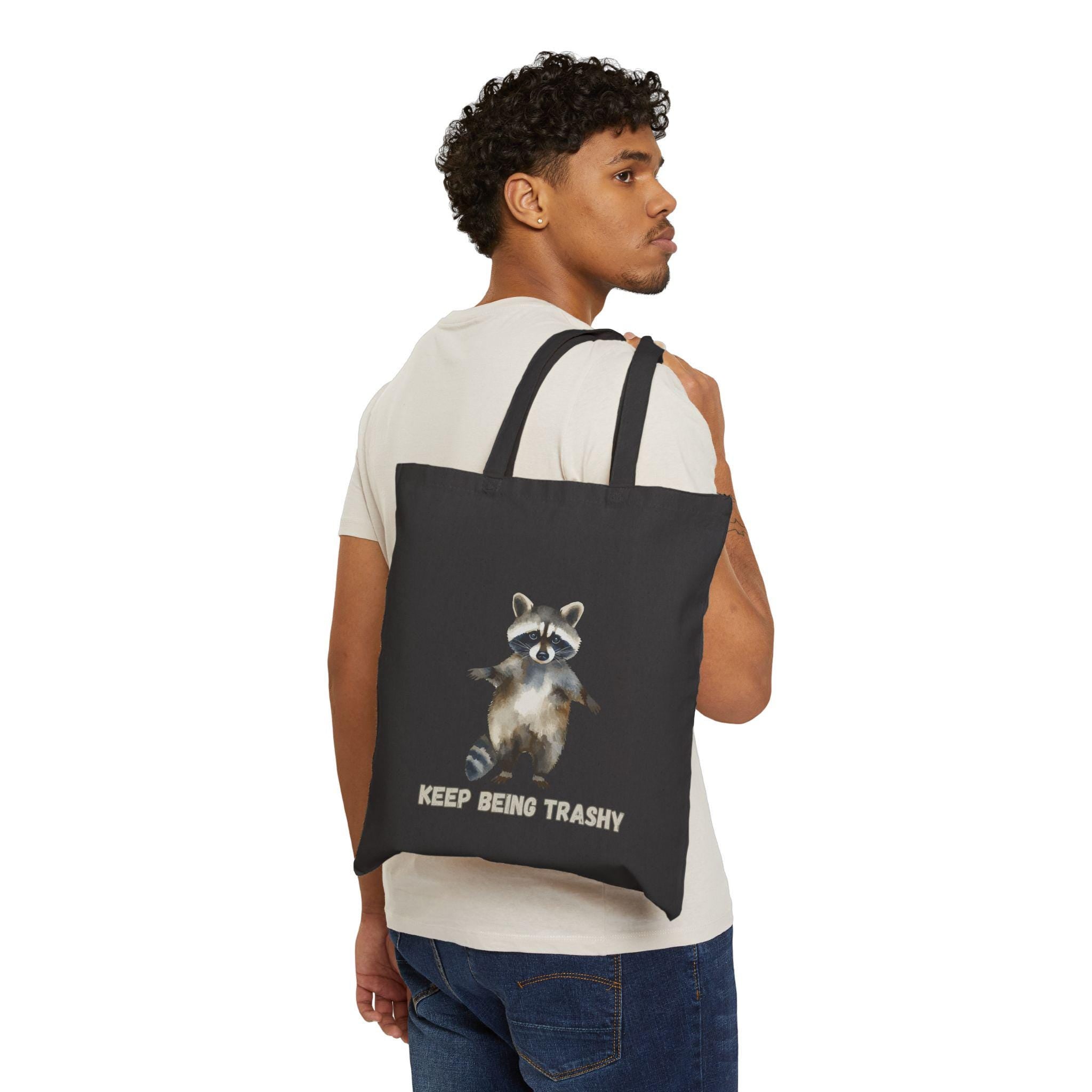 Raccoon Trashy Tote Bag | Watercolor Canvas Reusable Shopper