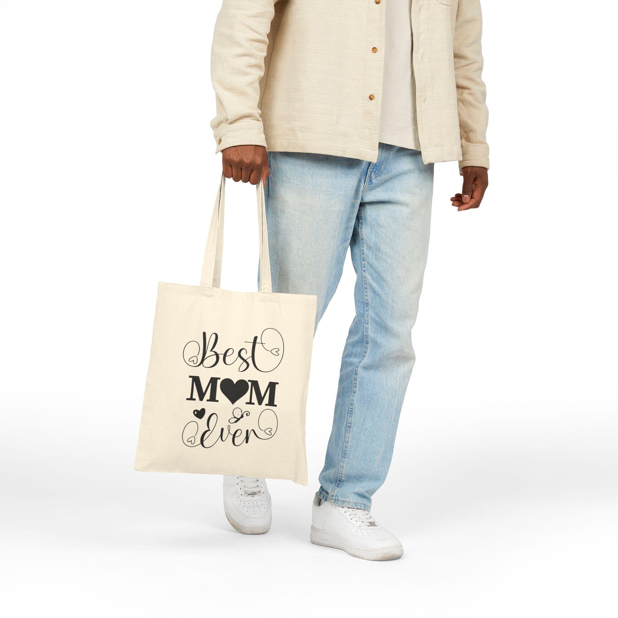 Best Mom Ever Cotton Canvas Tote Bag - Gift for Mother, Eco-Friendly Shopper, Grocery Bag, Personalized Mother's Day, Cute Tote