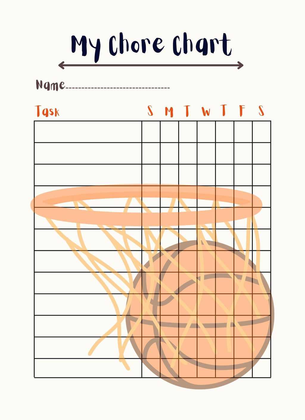 Basketball Chore Chart: Goal Tracker (PDF Download)