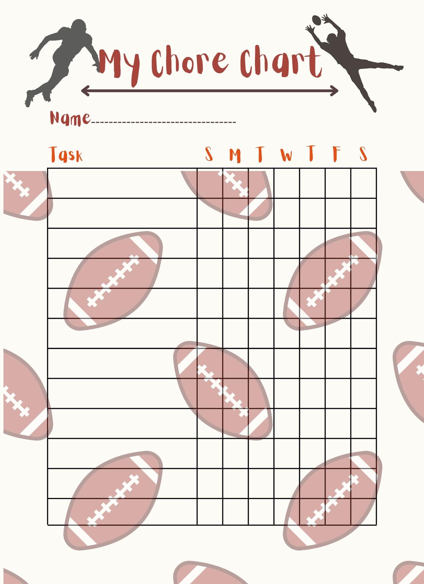 Football Chore Chart: Kids' Task Tracker (PDF Download)