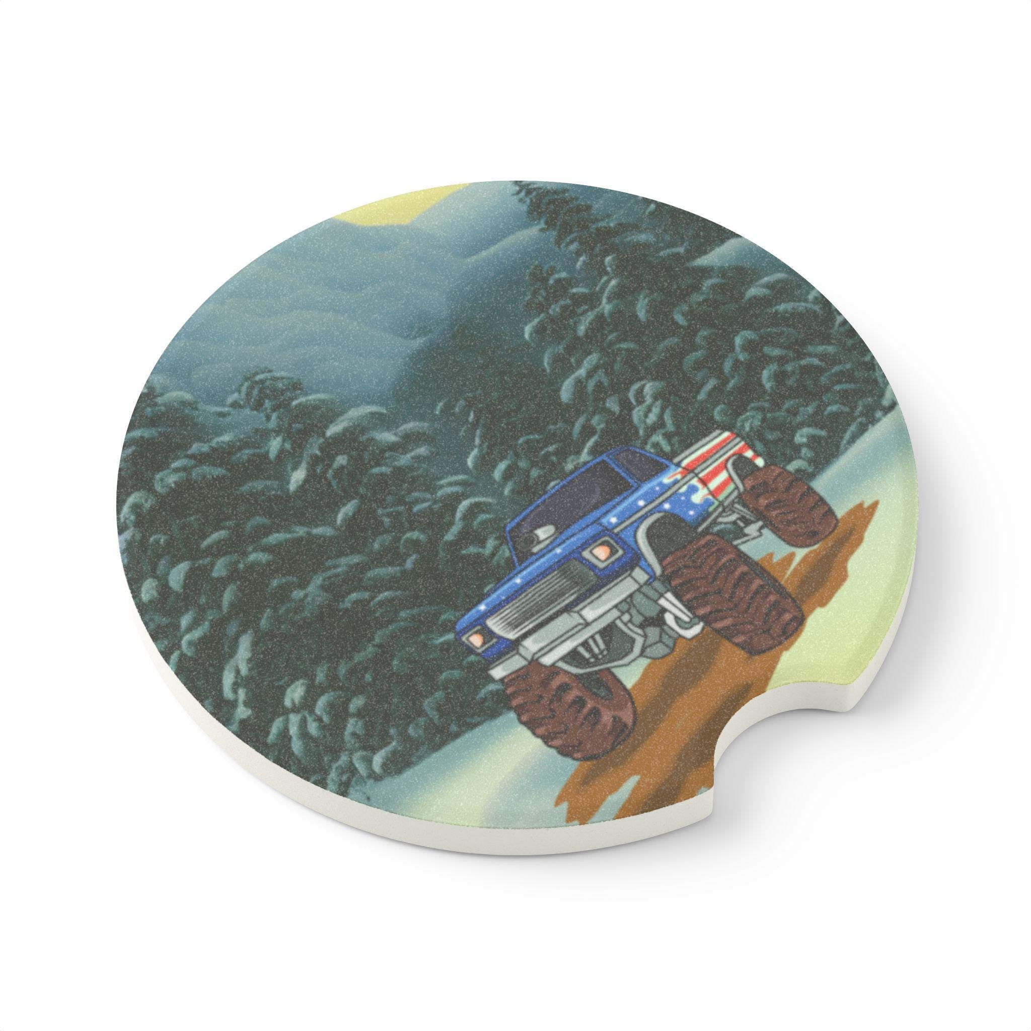 Soapstone Car Coaster: Off-Road Adventure Design - Auto Accessory