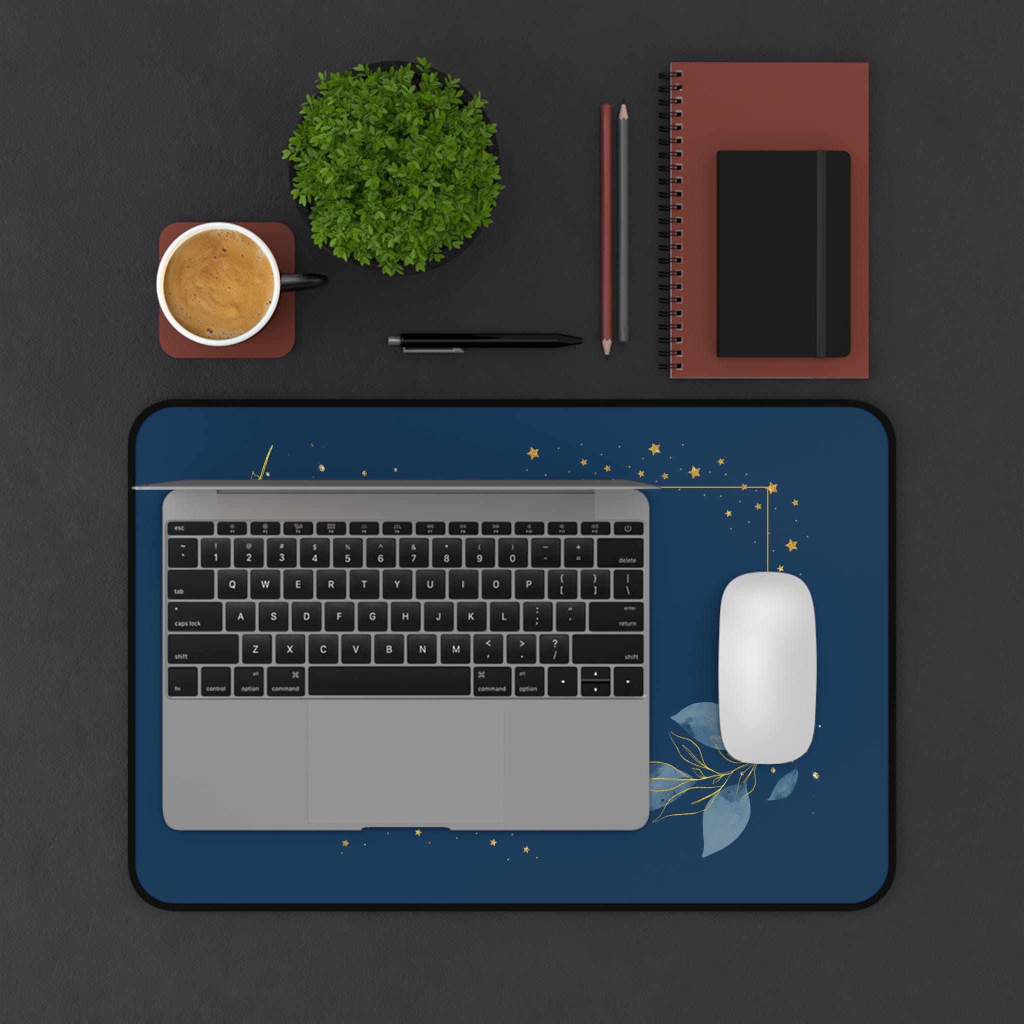 Floral Desk Mat: Elegant Workspace Accessory - Neoprene Desk Organizer